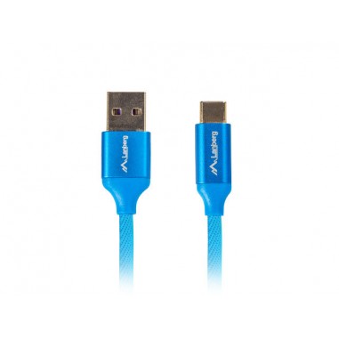 CABLE USB LANBERG 2.0 MACHO/USB C MACHO QUICK CHARGE 3.0 0.5M AZUL - Imagen 1