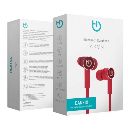 Hiditec Auricular+Mic  AKEN BT4,2 Earfix  RED - Imagen 5