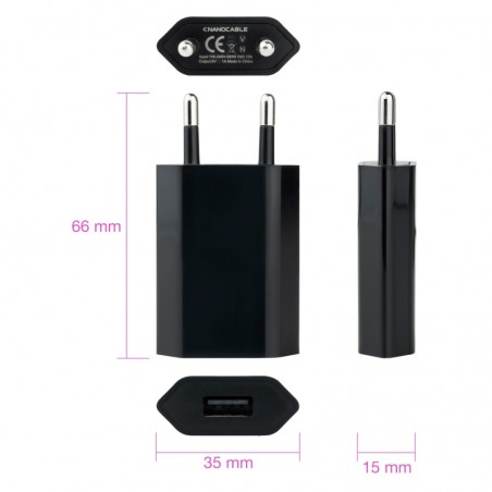 Nanocable Mini Cargador USB Ipod /Iphone 5V-1A Neg - Imagen 3