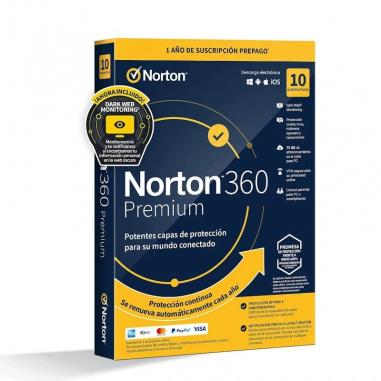 NORTON 360 Premium 75GB ES 1us 10 dispositivos 1A