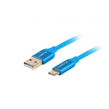 CABLE USB LANBERG 2.0 MACHO/USB C MACHO QUICK CHARGE 3.0 1M AZUL