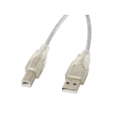 CABLE USB LANBERG USB-A MACHO A USB-B MACHO FERRITA 5M TRANSPARENTE