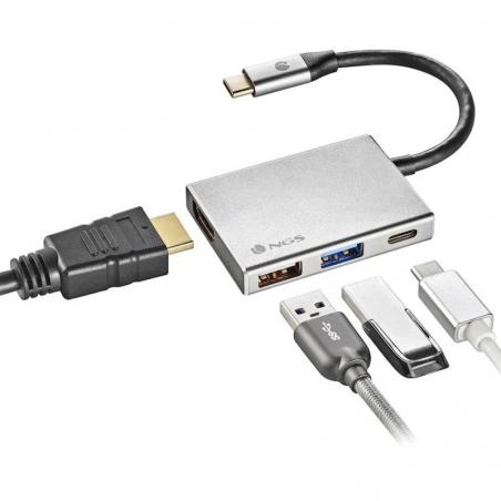 NGS Adaptador multipuerto USB-C 4 EN 1