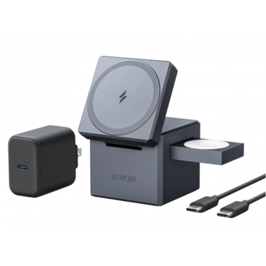 CARGADOR ANKER 3 EN 1 CON MAGSAFE CUBO GRIS