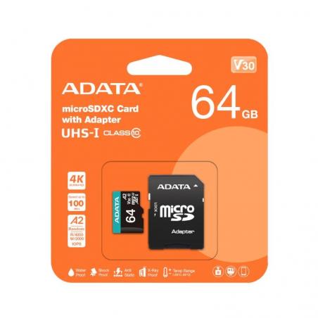 ADATA microSDXC/SDHC UHS-I U3 64GB c/adapt