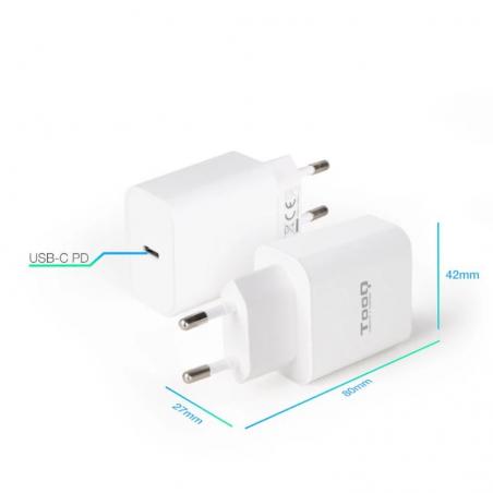 Tooq Cargador pared USB-C PD3.0 20W Blanco