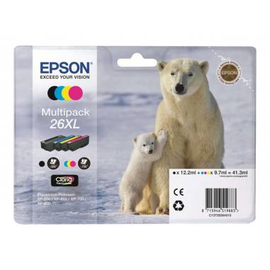 Epson T2636 (26XL) Pack de 4 Cartuchos de Tinta Originales - C13T26364010