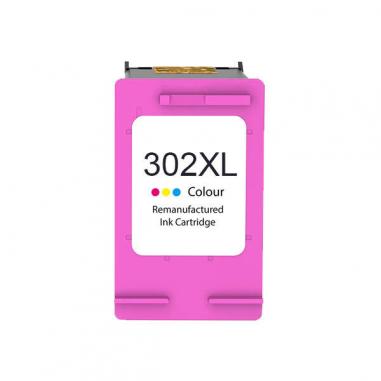 HP 302XL Color Cartucho de Tinta Remanufacturado - Muestra Nivel de Tinta - Reemplaza F6U67AE/F6U65AE