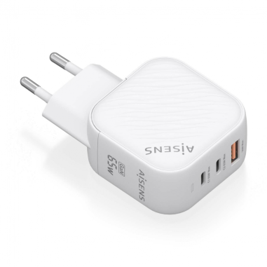 CARGADOR AISENS GAN 65W 2XUSB-C PD3.0 QC4.0 1XUSB-A QC3.0 BLANCO