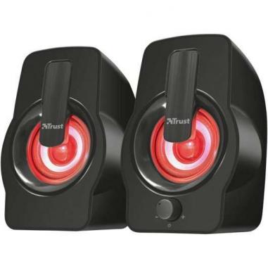 Trust Gemi Altavoces USB 2.0 12W - Iluminacion RGB - Control de Volumen - Cable de 1.40m - Color Negro