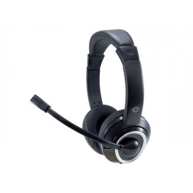 Conceptronic Auriculares con Microfono Flexible - Almohadillas Acolchadas - Diadema Ajustable - Control de Volumen - Cable de 2m