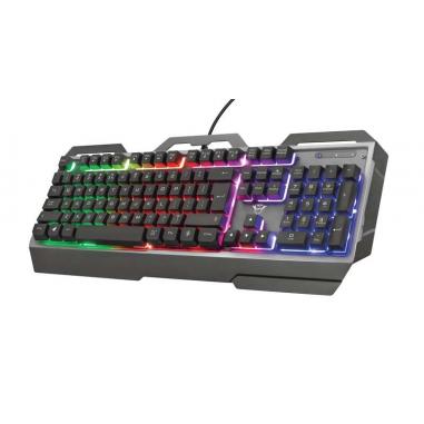 Trust Gaming GXT 856 Torac Teclado USB - 12 Teclas Multimedia - Antighosting - Iluminacion LED - Placa Superior Metalica - Cable