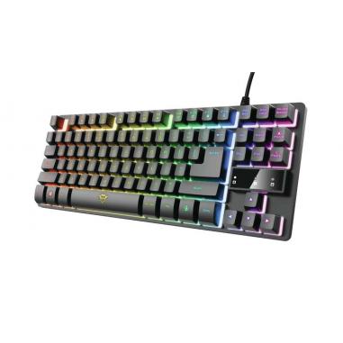 Trust Gaming GXT 833 Thado TKL Teclado Compacto USB - 12 Teclas Multimedia - Antighosting - Iluminacion LED - Cable Trenzado de 