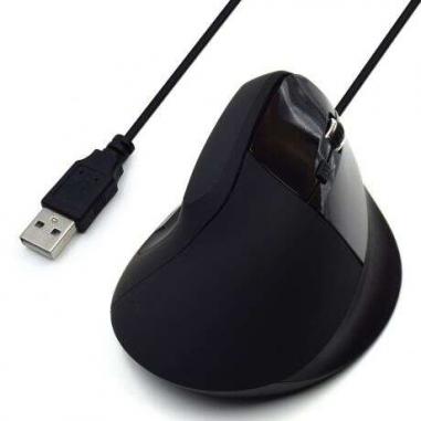 Ewent Raton Ergonomico Vertical USB 1800dpi - 5 Botones - Uso Diestro - Cable de 1.23m - Color Negro