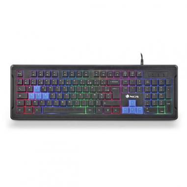 NGS GKX-305 Teclado Gaming USB Frances - 26 Teclas Antighosting - Iluminacion LED 5 Niveles de Intensidad - Teclas Multimedia - 