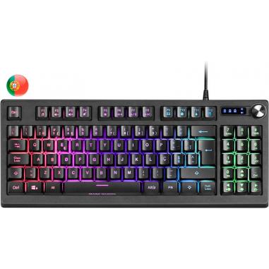 Mars Gaming Teclado MKREVO TKL con Pad Numerico - Tecnologia H-Mech - Iluminacion RGB 12 Modos - Rueda de Control Dual - Compati