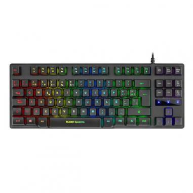 Mars Gaming MKTKL Teclado Compacto USB - Retroiluminacion LED RGB - 12 Teclas Multimedia + 4 Teclas de Funcion - Antighosting - 