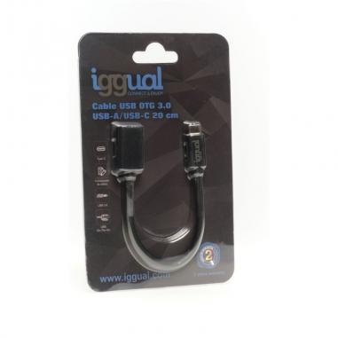 iggual Cable USB OTG 3.0 USB-A/USB-C 20 cm negro