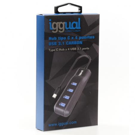 iggual Hub tipo C x 4 puertos USB 3.1 CARBON