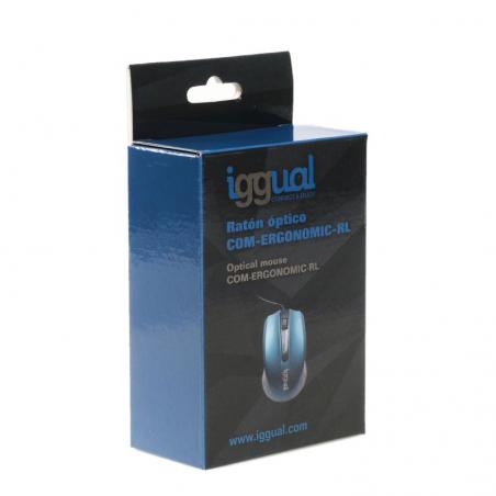 iggual Ratón óptico COM-ERGONOMIC-RL-800DPI azul