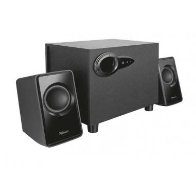 Trust Avora Altavoces USB 2.1 18W - Subwoofer Fabricado en Madera - Control de Volumen y Bajos - Entrada Jack 3.5mm - Color Negr