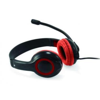 Conceptronic Auriculares con Microfono Integrado y Salida USB - Cable 2M - Negro/Rojo