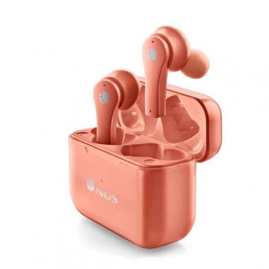 NGS Artica Bloom Coral Auriculares Intrauditivos Bluetooth 5.1 TWS - Manos Libres - Asistente de Voz - Autonomia hasta 7h - Base