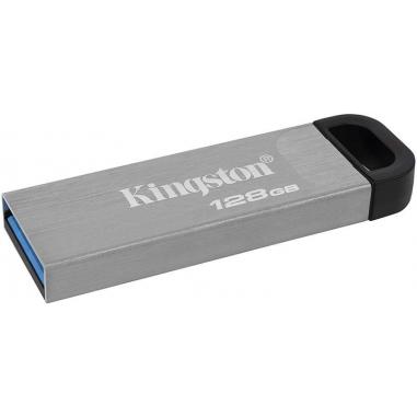 Kingston DataTraveler Kyson Memoria USB 128GB - 3.2 Gen 1 - 200 MB/s en Lectura - Diseño Metalico - Color Plata (Pendrive)