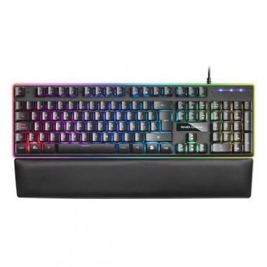 Mars Gaming MK320 Teclado Hibrido USB - Retroiluminacion LED RGB - Reposamuñecas Acolchado - Antighosting - Cable de 1.50m