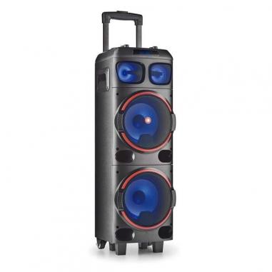 NGS Wild Dub 1 Altavoz Inalambrico Bluetooth 300W TWS - Doble Subwoofer 8" - Autonomia hasta 12h - USB, MicroSD y Aux In - Luces