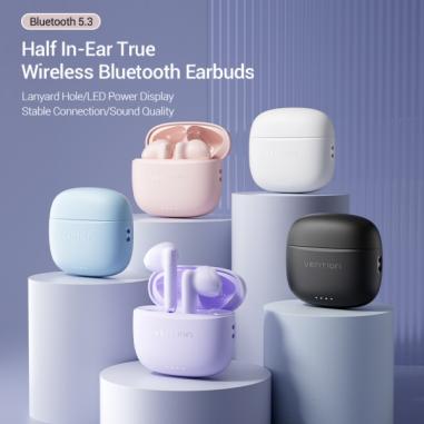 Vention Auriculares Bluetooth 5.3 con Estuche de Carga - 6h Autonomia - Elf E03 - Color Rosa