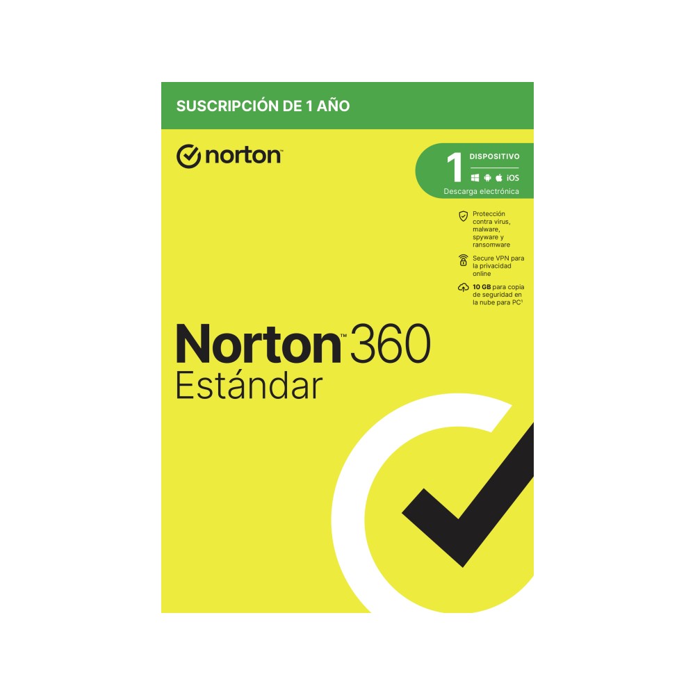 NORTON 360 STANDARD 10GB ES 1 USER 1 DEVICE 12MO