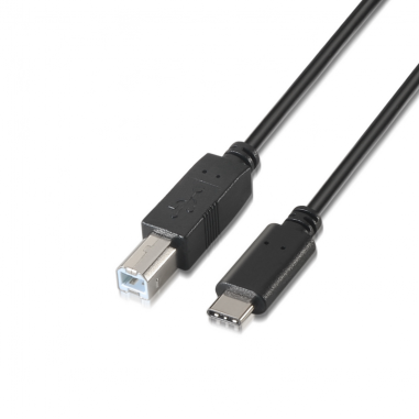 CABLE AISENS USB 2.0 IMPRESORA 3A TIPO USB-C M-B/M NEGRO 1.0M