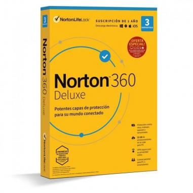 NORTON 360 Deluxe 25GB ES 1us 3 dispositivos 1A