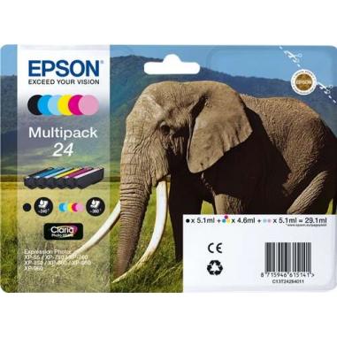 Epson T2428 (24) Pack de 6 Cartuchos de Tinta Originales - C13T24284011