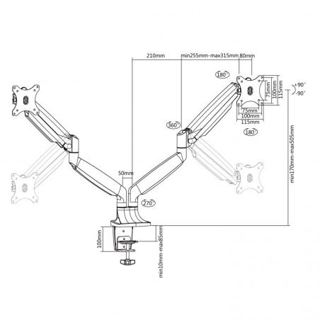 Tooq DB3132TNR-S Soporte Mesa incl/gir 2brz 13-32"