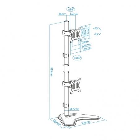 Tooq Soporte mesa DB1703TNV-B  2 brazos Vertical