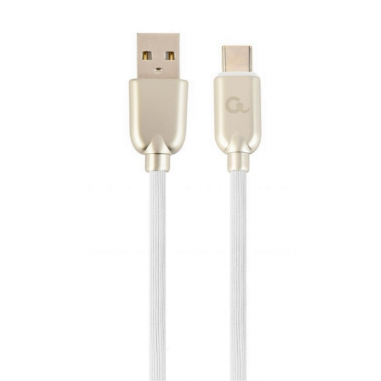 CABLE DE CARGA Y DATOS GEMBIRD USB TIPO C DE CAUCHO PREMIUM, 2M, BLANCO