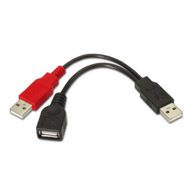 CABLE AISENS USB 2.0 A/M+A ALIMENTACION/M-A/H NEGRO 15CM