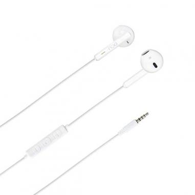 DCU Tecnologic Auriculares Jack 3.5mm Estereo Blanco con Microfono y Control de Volumen - Microfono Integrado para Llamadas Mano