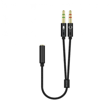 CABLE ADAPTADOR AISENS AUDIO JACK 3.5 4P/H-2XJACK 3.5 3P/M 25CM