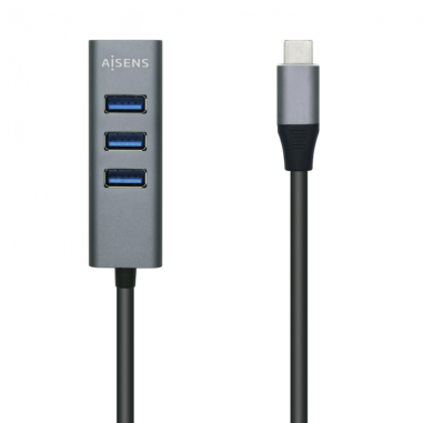 HUB AISENS USB 3.1 USB-C USB-C/M-4XTIPO A/H GRIS 10CM