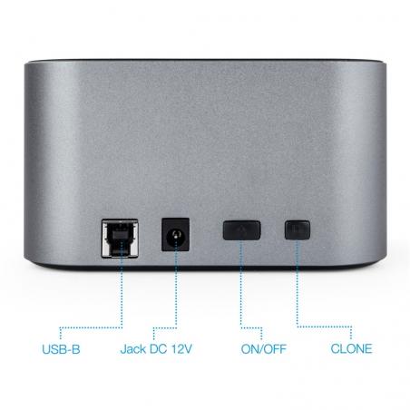 Tooq TQDS-805G Dock Station Doble Bahía HDD Gris