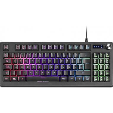 Mars Gaming Teclado MKREVO TKL con Pad Numerico - Tecnologia H-Mech - Iluminacion RGB 12 Modos - Rueda de Control Dual - Compati