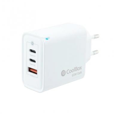 Coolbox Cargador Pared GAN 65W USB-C/USB-C/USB-A