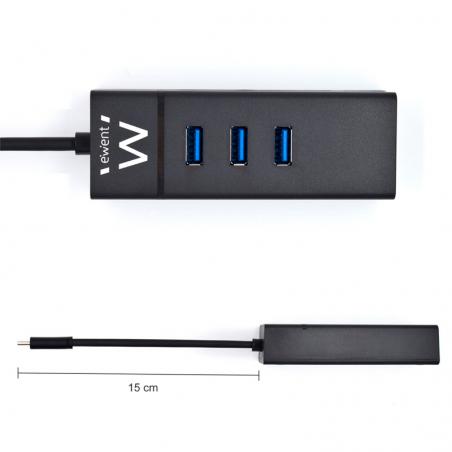 EWENT EW1141 Hub Tipo-C 3Pts.USB 3.1+1pto. GIGABIT