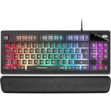 Mars Gaming Teclado Gaming MKAX RGB Control - Compacto TKL - Pulsacion H-Mech - 9 Efectos RGB - Boton Roller Volumen - Reposamuñ