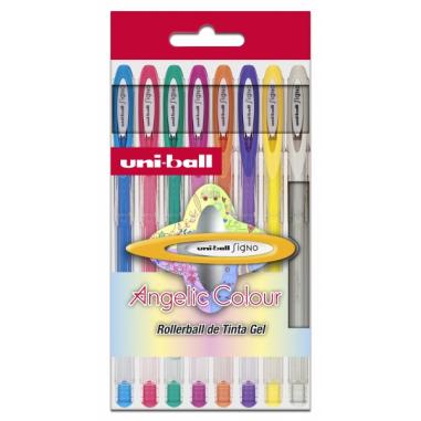 Uni-ball Signo Angelic Pack de 8 Rollers de Tinta Gel - Punta de Bola 0.7mm - Tinta Resistente al Agua y Luz - Escribe en Papel 