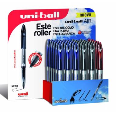 Uni-ball Air 188 Expositor de 36 Rollerballs - Punta de Bola 0.7mm - Escritura como Pluma Estilografica - Tinta Pigmentada Resis