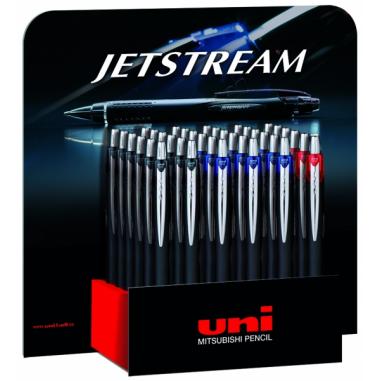 Uni-ball SXN-210 JetStream Expositor de 36 Boligrafos Retractiles - Punta de Bola 1mm - Tinta Pigmentada Resistente al Agua y Lu